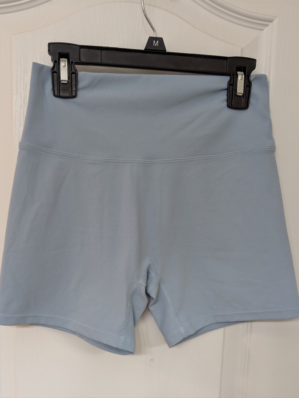 High-Waist Light Blue Women’s Active Shorts